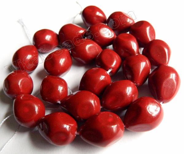 Dark Red South Shell Pearl  -  Free Form Drilled Through Drop Nuggets  16"  