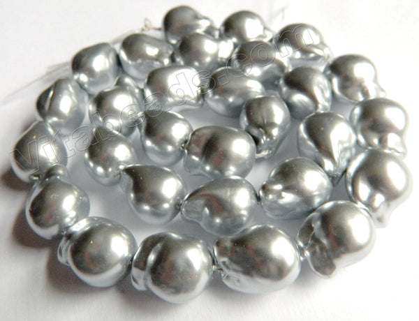 Light Grey South Shell Pearl  -  Free Form Drilled Through Baroque Nuggets  16"