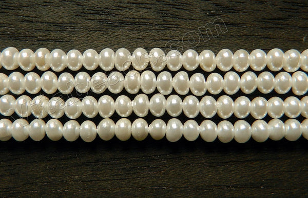  South Sea Shell Pearl - White - Small Rondel Beads 15.5"