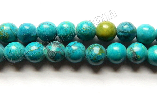 Dyed Blue Green Azurite Turquoise  -  Smooth Round Beads  16"