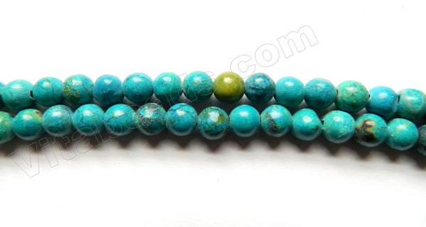 Dyed Blue Green Azurite Turquoise  -  Smooth Round Beads  16"
