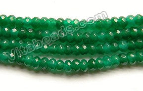 Deep Emerald Green Jade  -  Faceted Rondel  13.5"