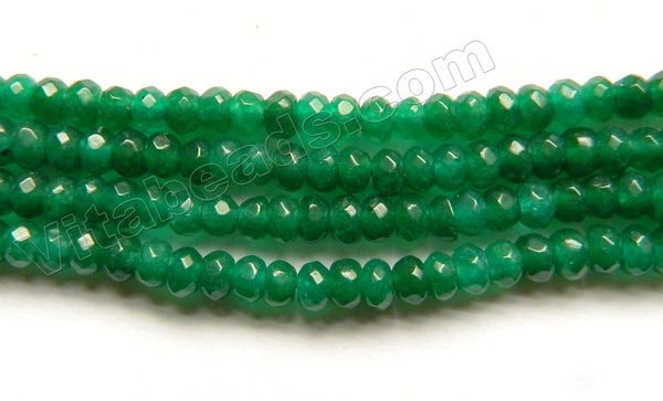 Deep Emerald Green Jade  -  Faceted Rondel  13.5"