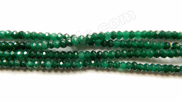 Dark Multi Emerald Green Jade  -  Faceted Rondel  13.5"
