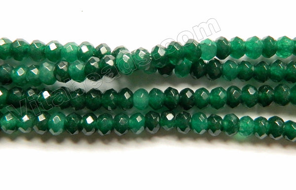 Dark Multi Emerald Green Jade  -  Faceted Rondel  13.5"