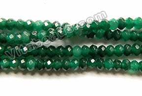 Dark Multi Emerald Green Jade  -  Faceted Rondel  13.5"
