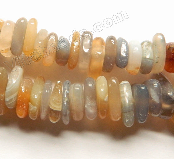 Natural Warm Grey Agate  -  Graduated Center Drilled Slices  16"