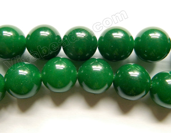 Deep Emerald Green Jade AA -  Big Smooth Round Beads  15"