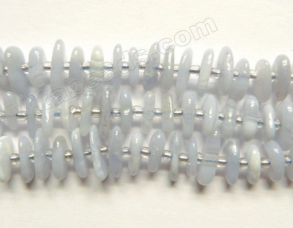 Blue Lace Agate  -  Center Drilled Chip Saucers w Spacer 15.5"
