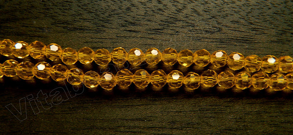 Bright Yellow Citrine Crystal  -  Faceted Round Beads  10"