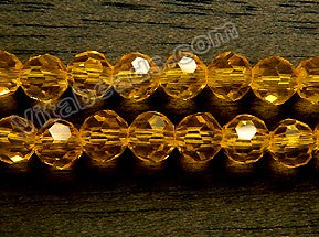 Bright Yellow Citrine Crystal  -  Faceted Round Beads  10"