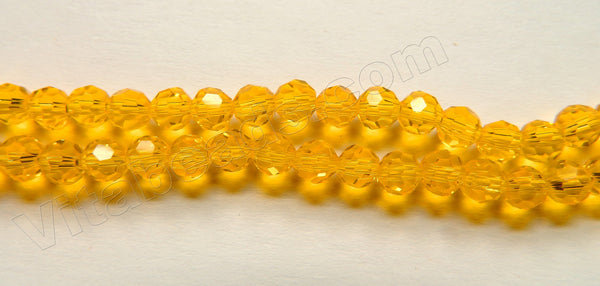 Bright Yellow Citrine Crystal  -  Faceted Round Beads  10"