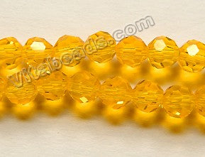 Bright Yellow Citrine Crystal  -  Faceted Round Beads  10"