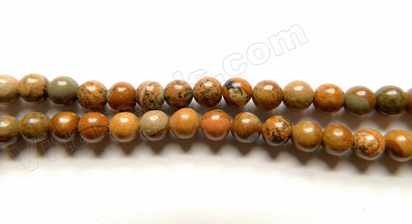 Dark Brown Picture Jasper  -  Smooth Round  15"