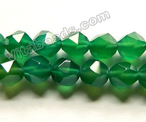 Natural Emerald Green Agate  A  -  Star Cut Faceted Round  15"
