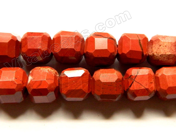 Natural Red Jasper  -  Double Edge Faceted Cubes  15"