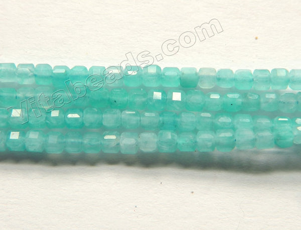 Natural Peruvian Blue Opal  -  Small Faceted Cubes  15"