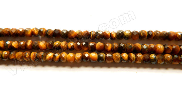 Tiger Eye A  -  Small Faceted Rondel 15"