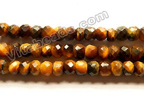 Tiger Eye A  -  Small Faceted Rondel 15"