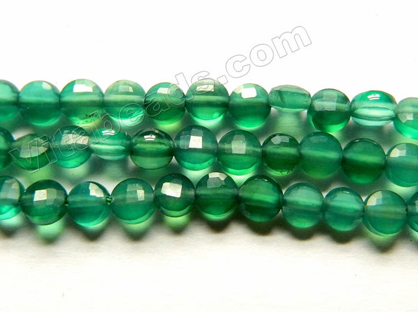 Natural Emerald Green Agate AAA  -  Small Diamond Cut Coins 15"