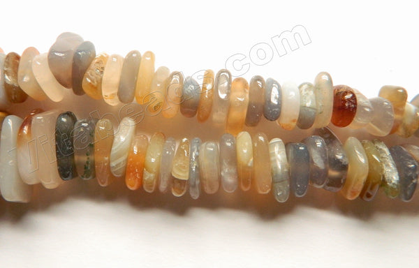 Natural Warm Grey Agate  -  Graduated Center Drilled Slices  16"