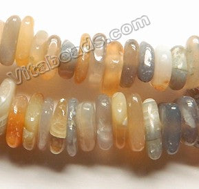 Natural Warm Grey Agate  -  Graduated Center Drilled Slices  16"