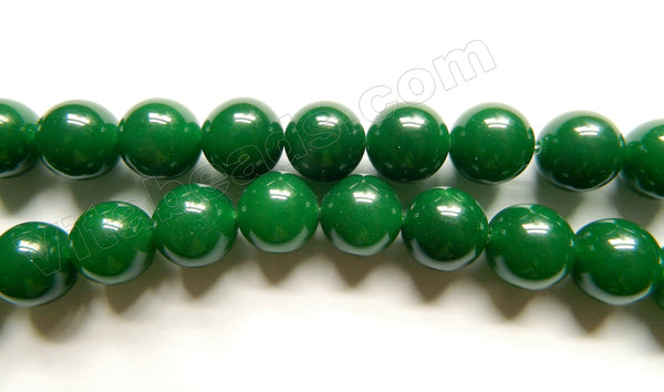 Deep Emerald Green Jade AA -  Big Smooth Round Beads  15"