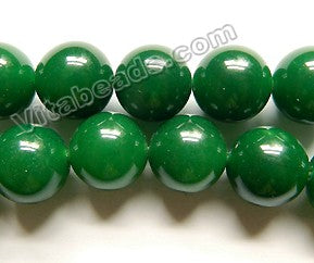 Deep Emerald Green Jade AA -  Big Smooth Round Beads  15"