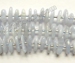 Blue Lace Agate  -  Center Drilled Chip Saucers w Spacer 15.5"