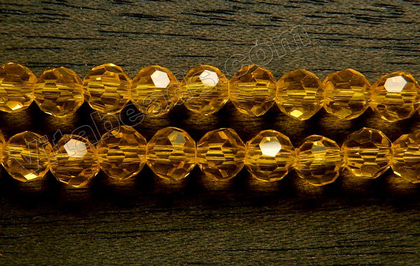 Bright Yellow Citrine Crystal  -  Faceted Round Beads  10"