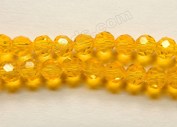 Bright Yellow Citrine Crystal  -  Faceted Round Beads  10"
