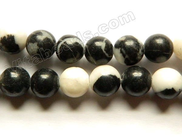 Black White Zebra Jasper  -  Smooth Round  15"