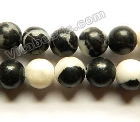 Black White Zebra Jasper  -  Smooth Round  15"