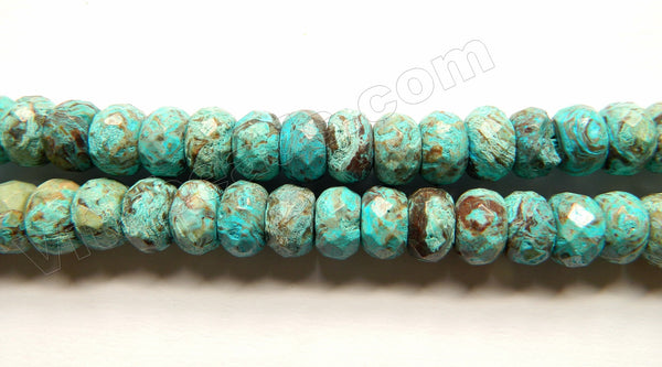 Light Aqua Blue Stripe Jasper  -  Faceted Rondels  15"