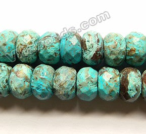 Light Aqua Blue Stripe Jasper  -  Faceted Rondels  15"