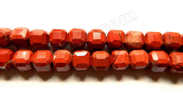 Natural Red Jasper  -  Double Edge Faceted Cubes  15"