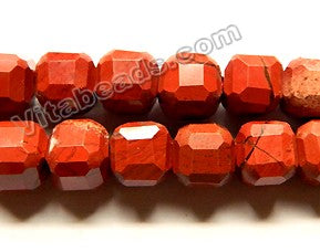 Natural Red Jasper  -  Double Edge Faceted Cubes  15"