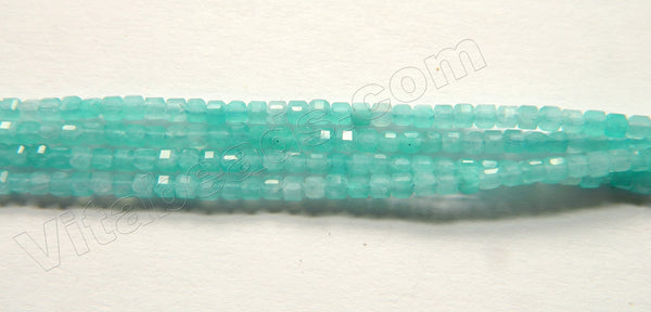 Natural Peruvian Blue Opal  -  Small Faceted Cubes  15"