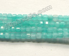 Natural Peruvian Blue Opal  -  Small Faceted Cubes  15"