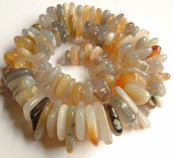 Natural Warm Grey Agate  -  Graduated Center Drilled Slices  16"