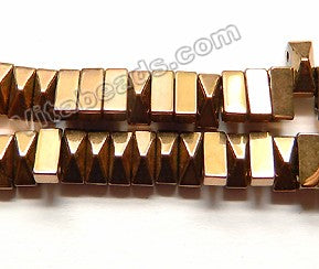 Bronze Hematite  -  Double Hole Drilled Faceted Pyramid Rectangles  16"