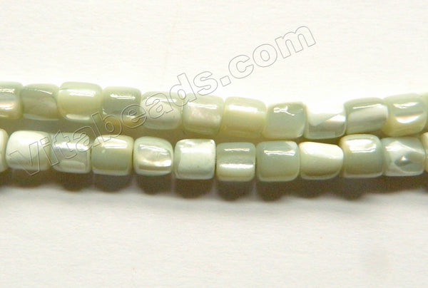Light Green MOP Shell  -  Small Tube Drum Beads  16"