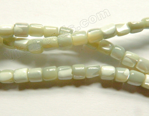 Light Green MOP Shell  -  Small Tube Drum Beads  16"
