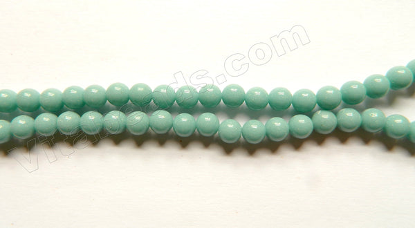 Amazonite Color Solid Glass  -  Smooth Round Beads 16"
