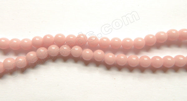 Pink Opal Solid Glass  -  Smooth Round Beads 16"
