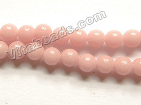 Pink Opal Solid Glass  -  Smooth Round Beads 16"