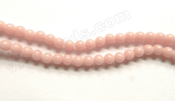 Pink Opal Solid Glass  -  Smooth Round Beads 16"