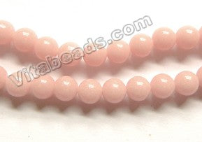 Pink Opal Solid Glass  -  Smooth Round Beads 16"