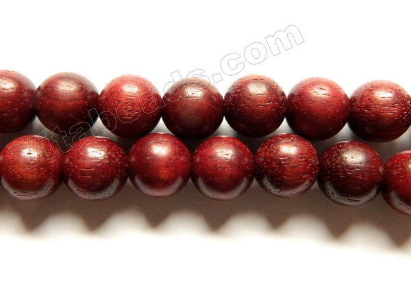 Natural African Purple Santalum Wood Beads  -  Smooth Round 16"