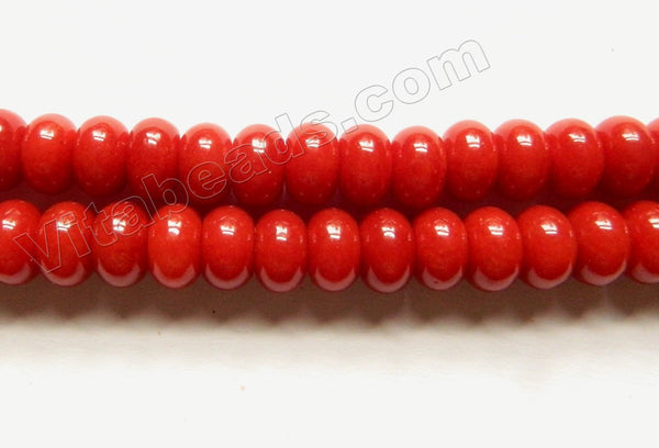 Deep Coral Red Mashan Jade  -  Smooth Rondel  15"